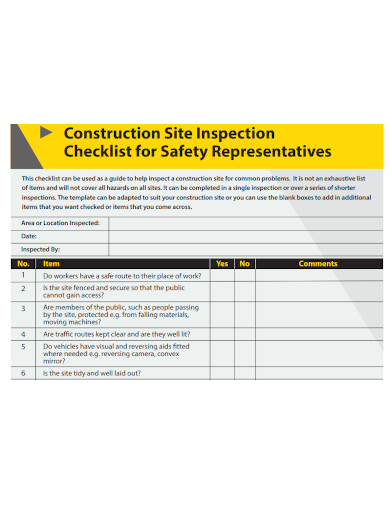 construction site inspection checklist
