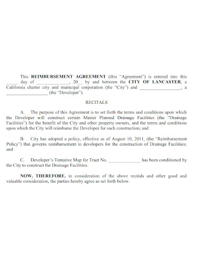 contract reimbursement agreement format