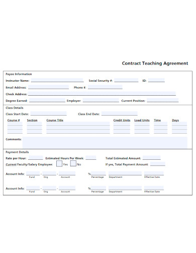 contract teaching agreement sample