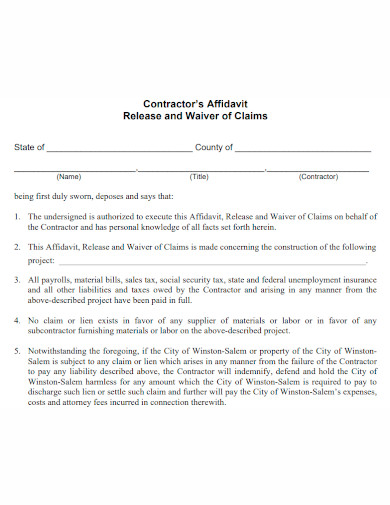 contractor’s affidavit of waiver