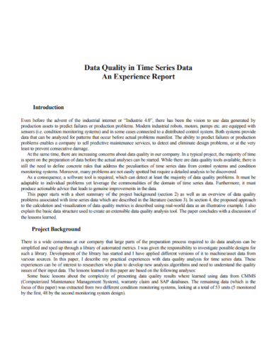 data quality time series report