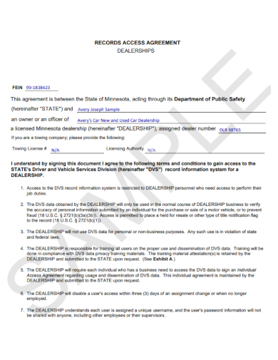 dealership record access agreement