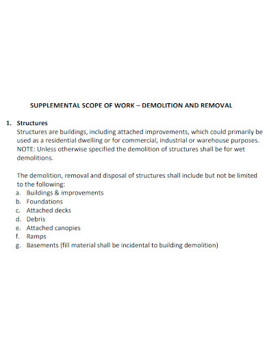 demolition and removal scope of work