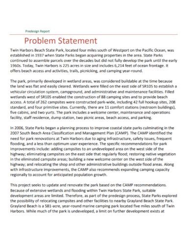 design report problem statement