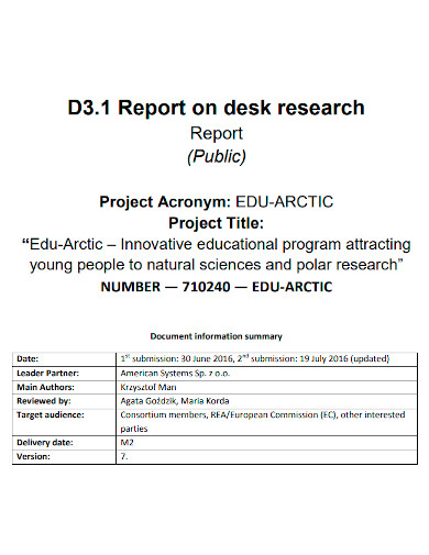 desk research report sample