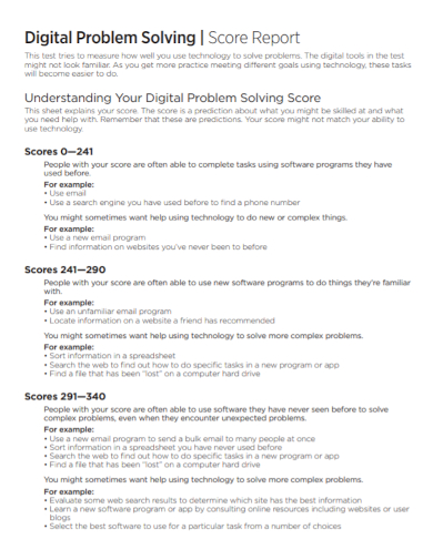 digital problem solving score report