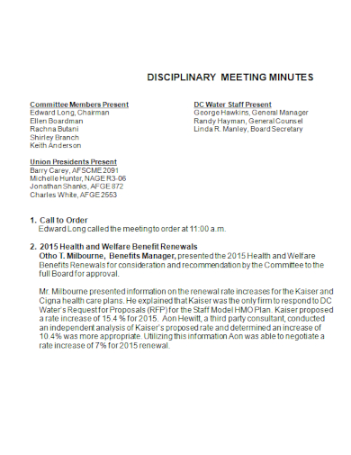 FREE 10 Disciplinary Meeting Minutes Samples In PDF DOC