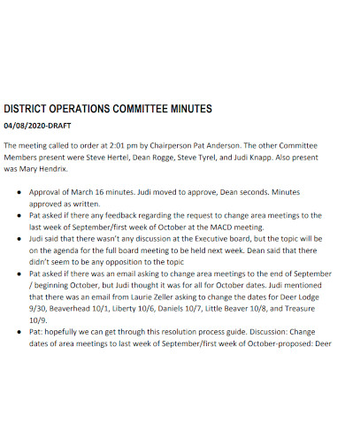 district operations meeting minutes