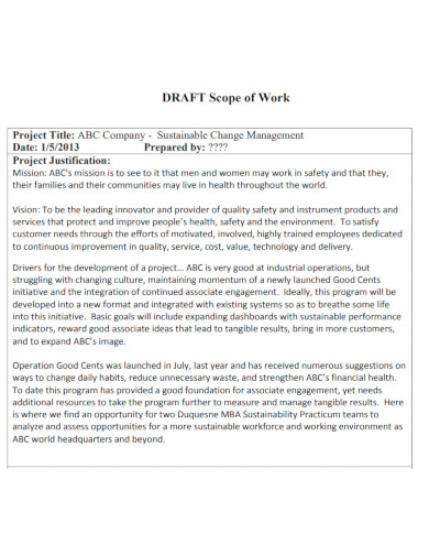 draft project scope of work