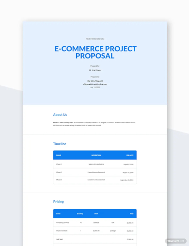 e commerce project proposal template