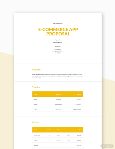 e commerce app proposal template