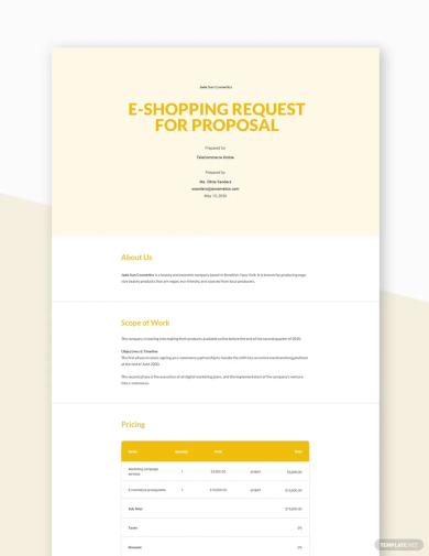 e commerce request for proposal template