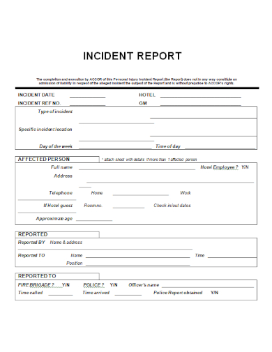 editable hotel incident report