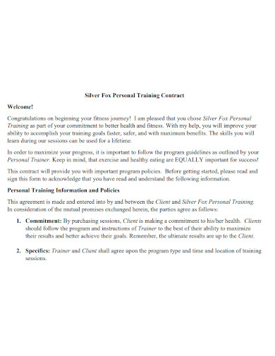 editable personal training contract