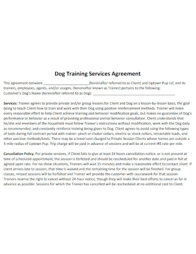 editable training services agreement