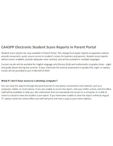 electronic student score report