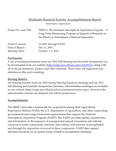 electronics activity accomplishment report