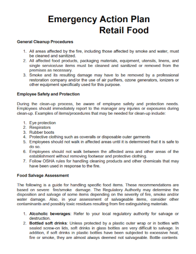emergency food and beverage action plan