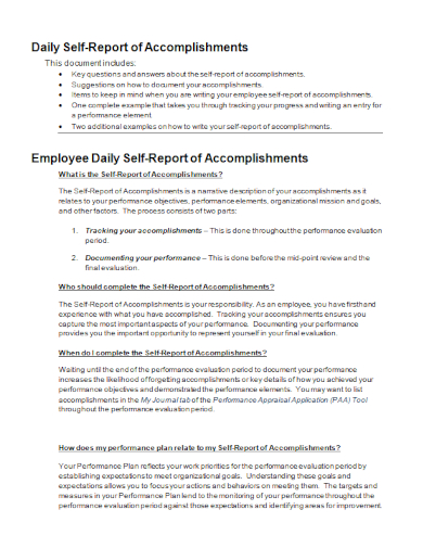 employee daily accomplishment report