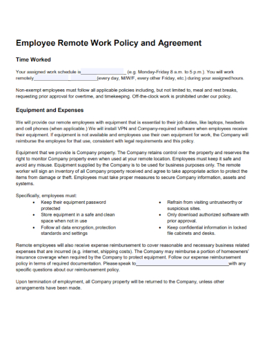 employee equipment and expenses agreement