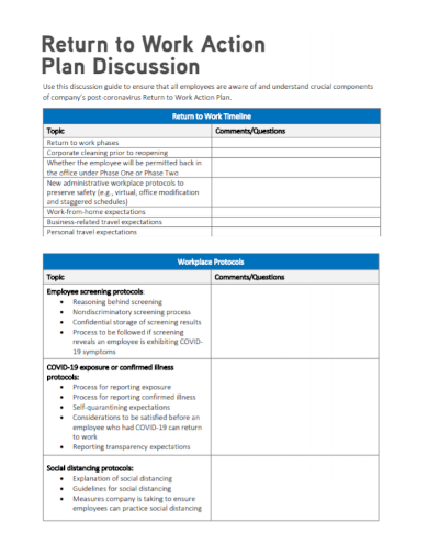 Free 10 Employee Return To Work Samples In Pdf Doc Riset