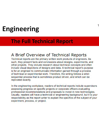 engineering technical report sample