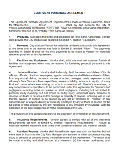 equipment purchase agreement