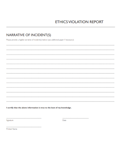 ethics violation incident report