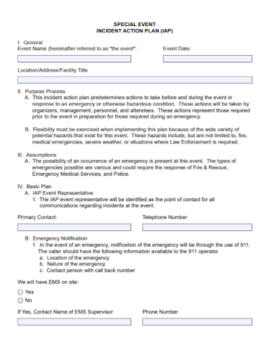 event incident action plan