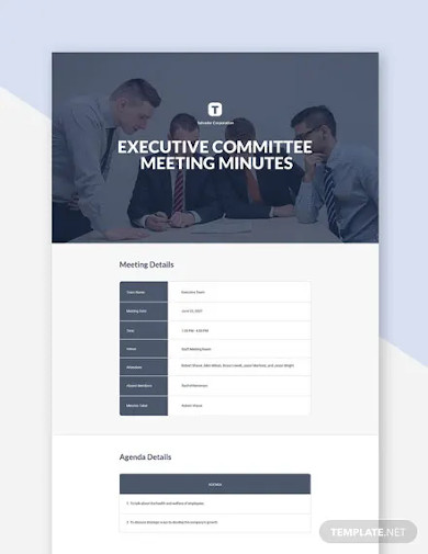 executive meeting minutes sample