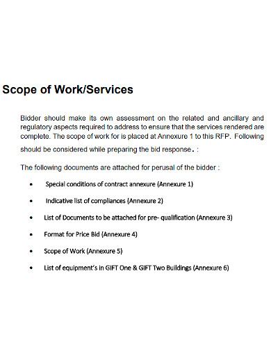 facility management services scope of work