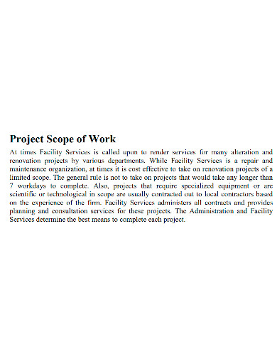 facility services project scope of work