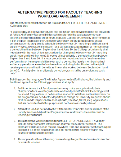 faculty teaching workload agreement