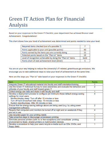 financial analysis action plan