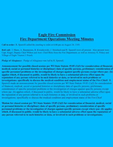 fire department operations meeting minutes
