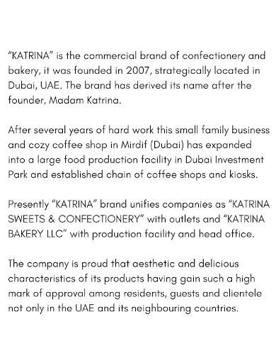 formal bakery company profile