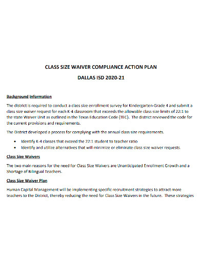 formal compliance action plan
