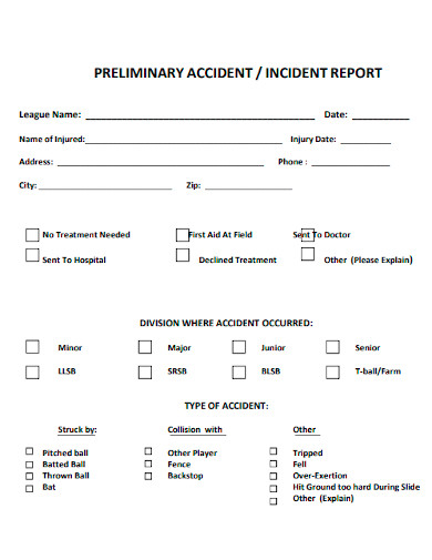 formal preliminary incident report