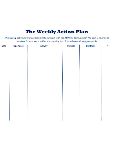 Weekly Action Plan Learning Center Riset