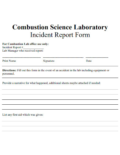 formal laboratory incident report