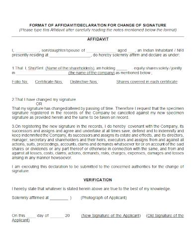 format for affidavit of declaration