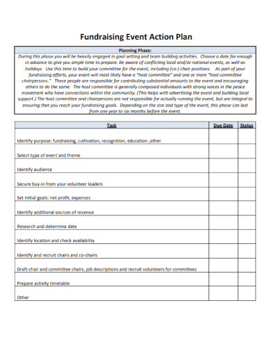 fundraising event action plan