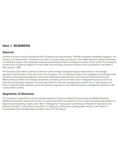 general company business report