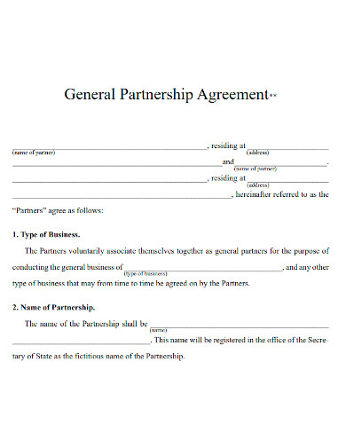 general partnership profit sharing agreement