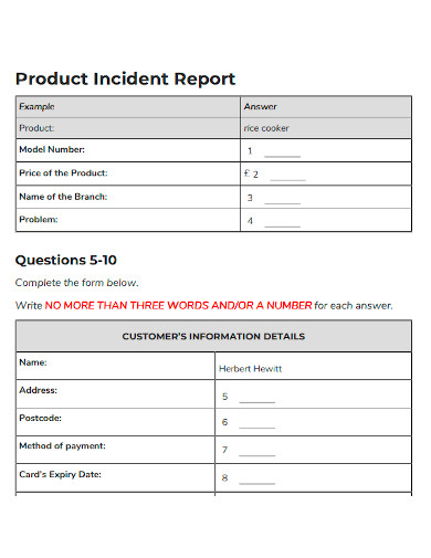 general product incident report