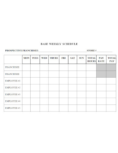 general weekly employee schedule