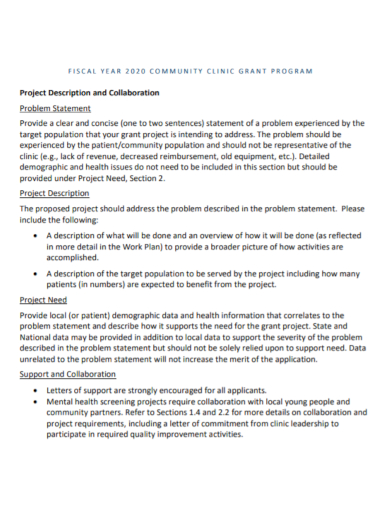 grant program project problem statement