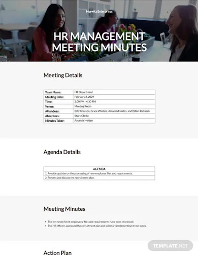 hr management meeting minutes sample