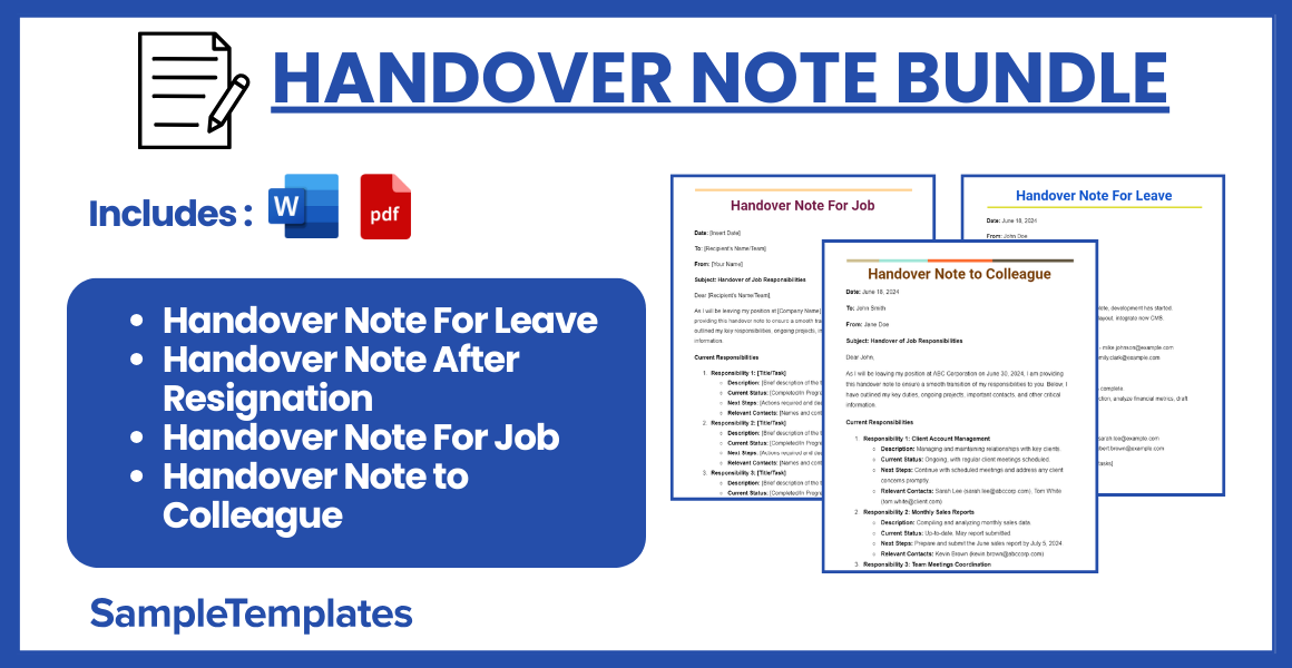 handover note bundle