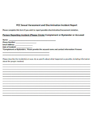 harassment and discrimination incident report